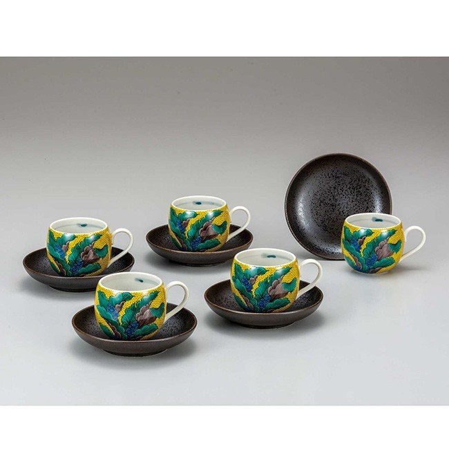 2022年限定カラー 九谷焼 コーヒーカップセット 5客 銀彩 陶器 食器 日本製 ブランド品 通販 