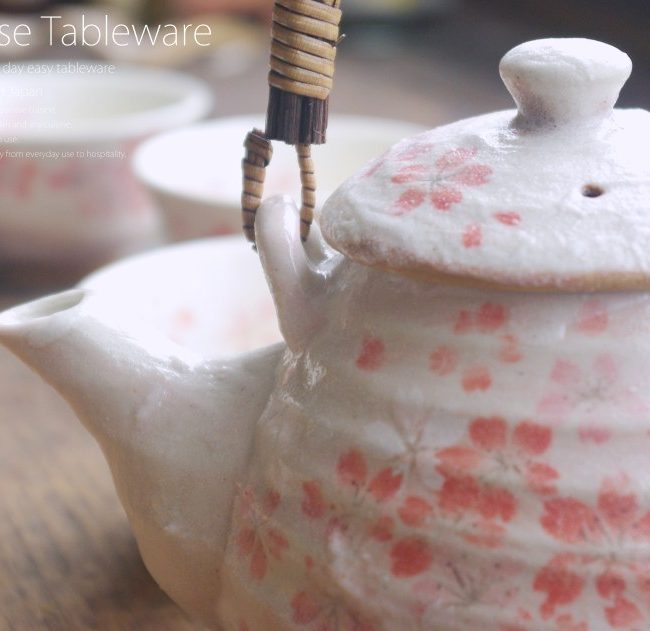 美濃焼 6点セット 春のさくら ピンク桜 お茶土瓶 煎茶碗 茶器セット 茶漉し付 ティーセット 和食器 食器セット ギフト 食器専門店 白いごはん器のお店 らいすぼーる