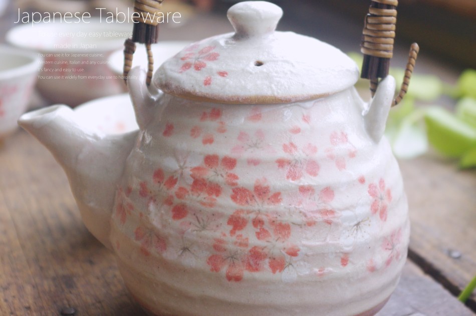 美濃焼 6点セット 春のさくら ピンク桜 お茶土瓶 煎茶碗 茶器セット 茶漉し付 ティーセット 和食器 食器セット ギフト 食器専門店 白いごはん器のお店 らいすぼーる