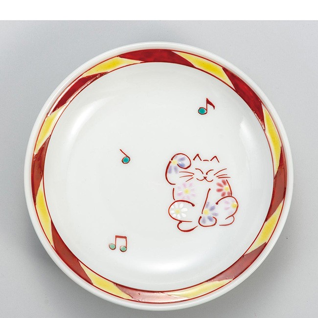 九谷焼 3.5号皿 赤招き猫 豆皿 小皿 日本製 ギフト うつわ 陶磁器 | 食器専門店｜白いごはん器のお店 らいすぼーる
